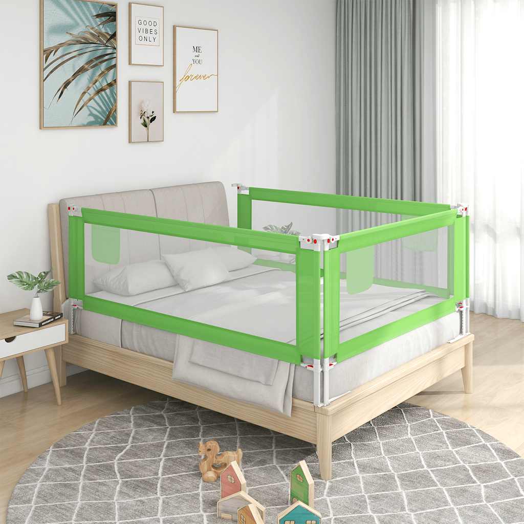 Sponda Letto di Sicurezza per Bambini Verde 120x25cm in Tessuto