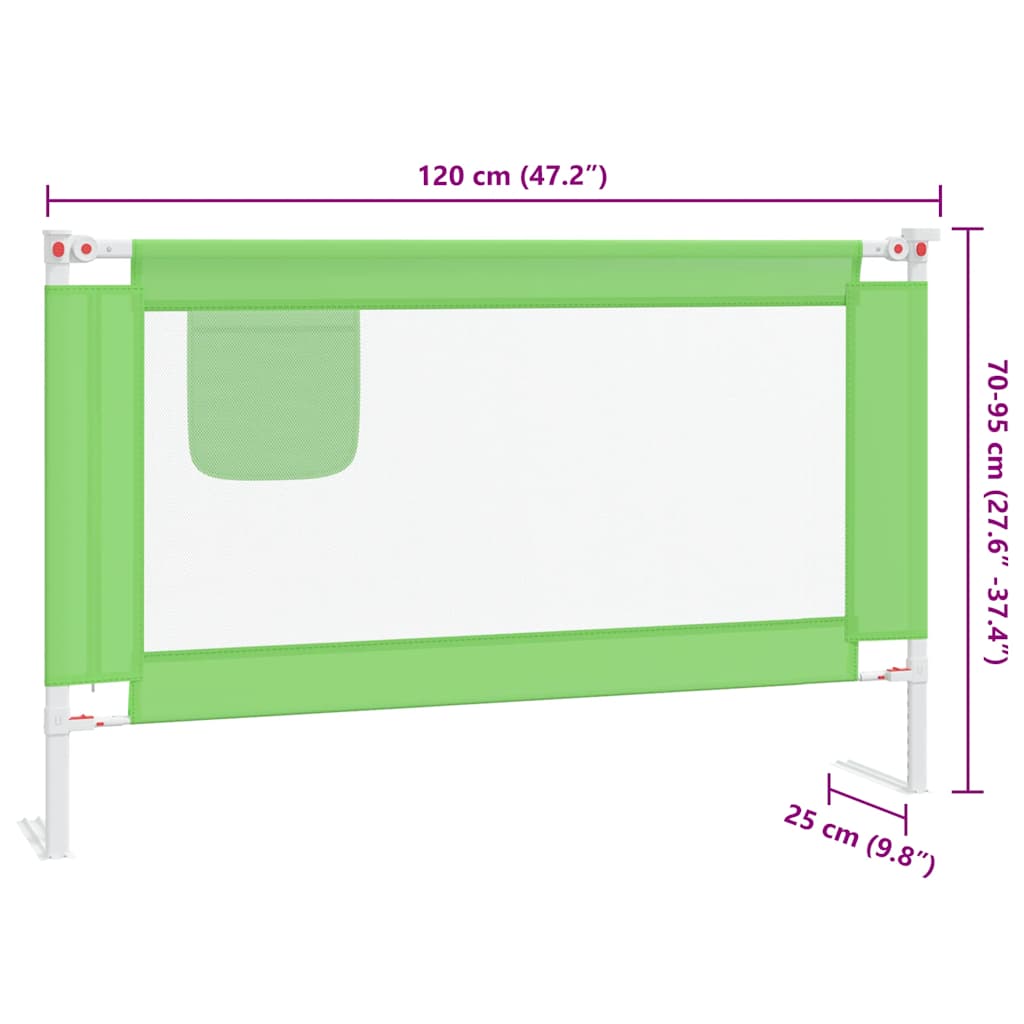 Sponda Letto di Sicurezza per Bambini Verde 120x25cm in Tessuto - immagine 8