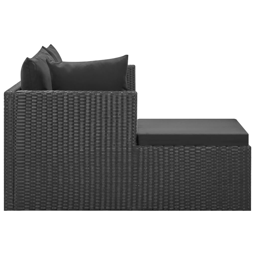 Set Divani da Giardino 4 pz Nero con Cuscini in Polyrattan - immagine 5