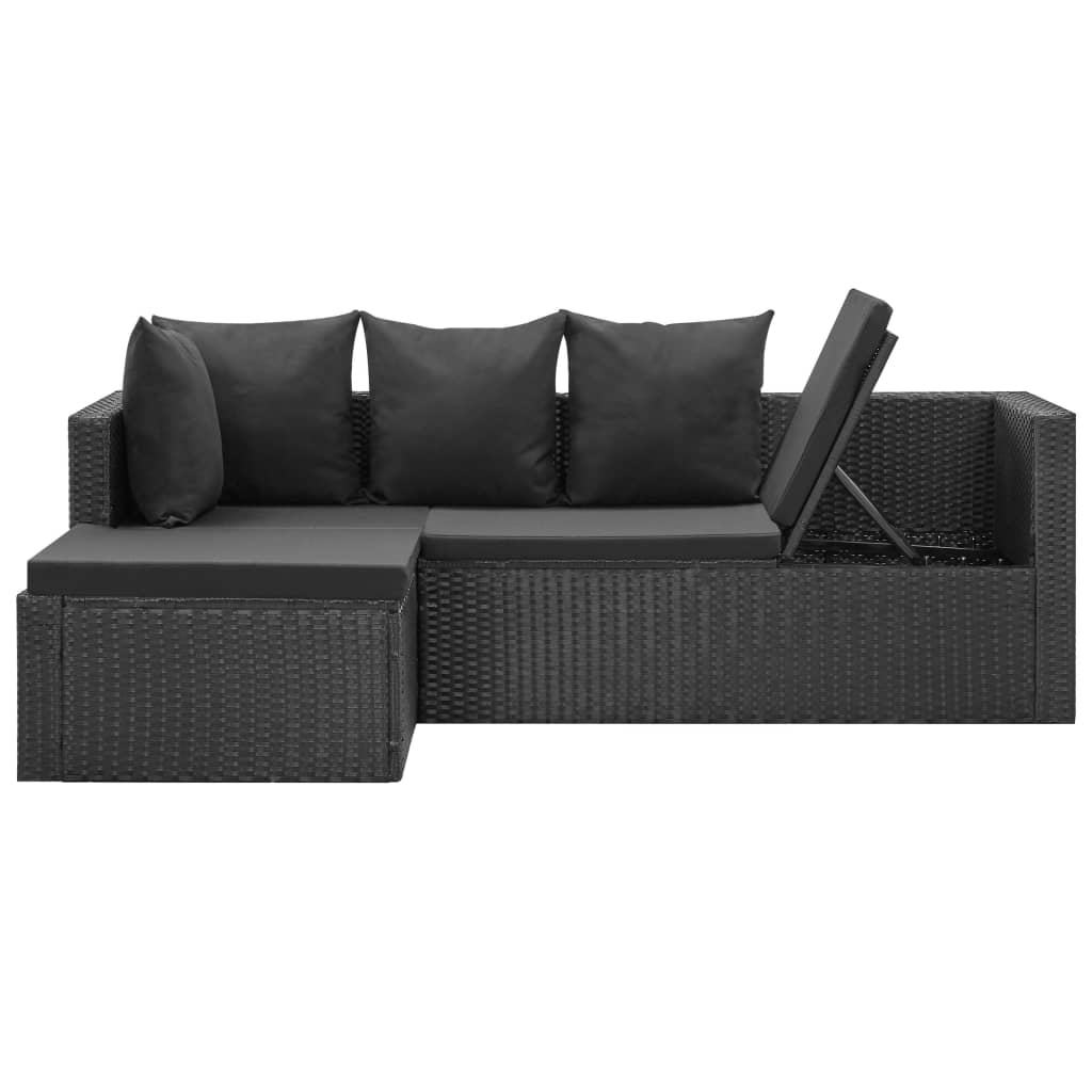 Set Divani da Giardino 4 pz Nero con Cuscini in Polyrattan - immagine 6