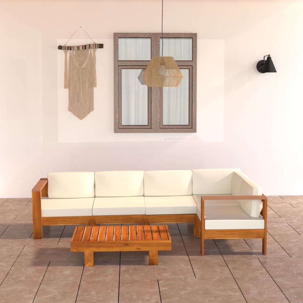 Set da Giardino 6 pz con Cuscini 100x60 cm Legno di Acacia