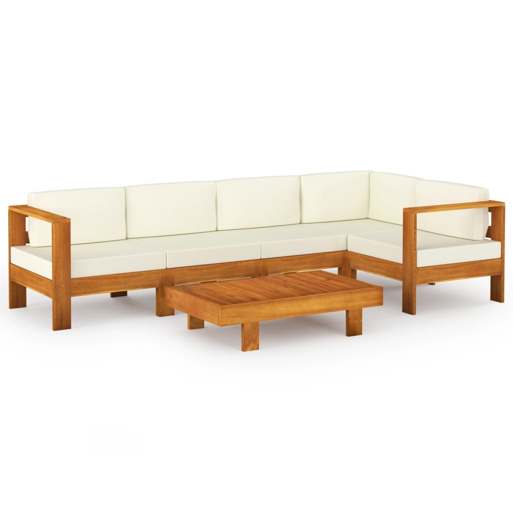 Set da Giardino 6 pz con Cuscini 100x60 cm Legno di Acacia - immagine 2
