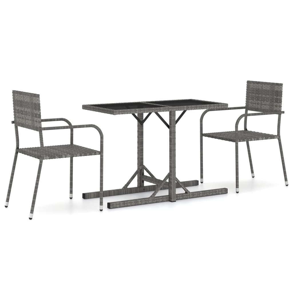 Set Mobili da Pranzo per Giardino 3 pz Grigio - immagine 2