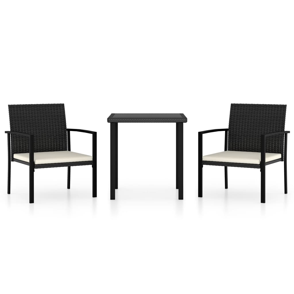 Set da Pranzo da Giardino 3 pz in Polyrattan Nero - immagine 2