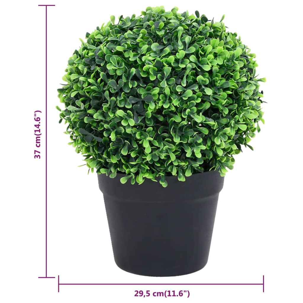 Piante di Bosso Artificiale 2 pz a Sfera con Vaso Verde 37 cm - immagine 6
