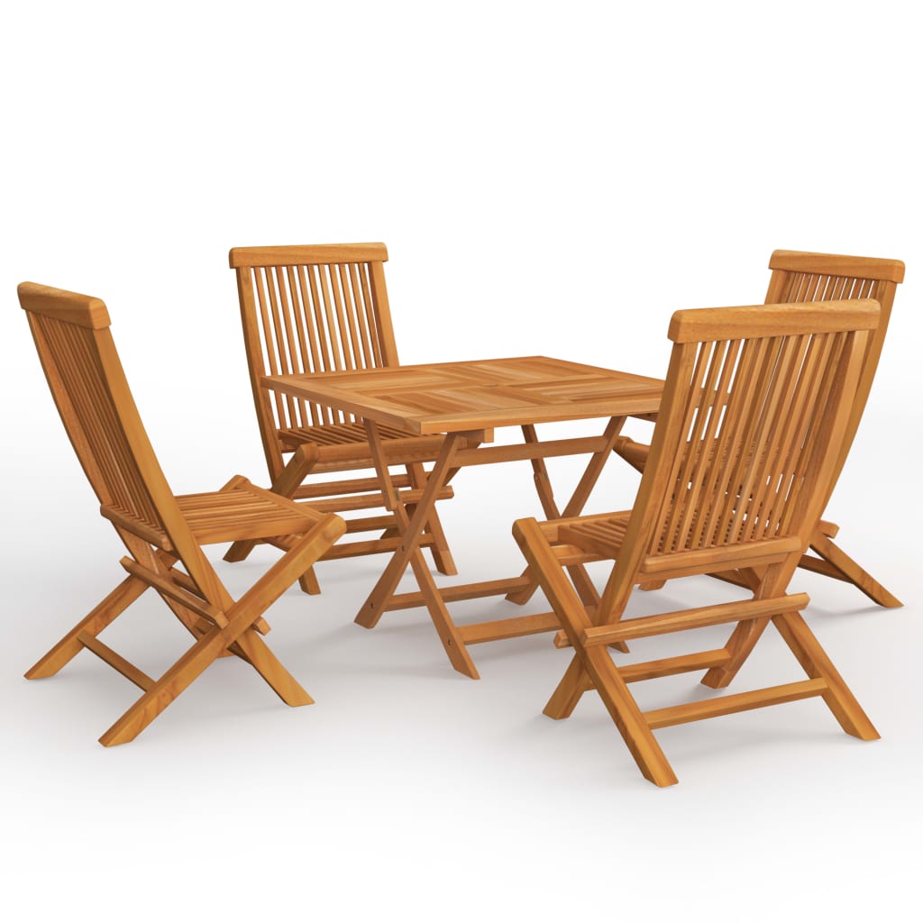 Set da Pranzo da Giardino 5 pz in Legno Massello di Teak - immagine 2