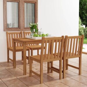 Set da Pranzo per Esterni 5 pz in Legno Massello di Teak