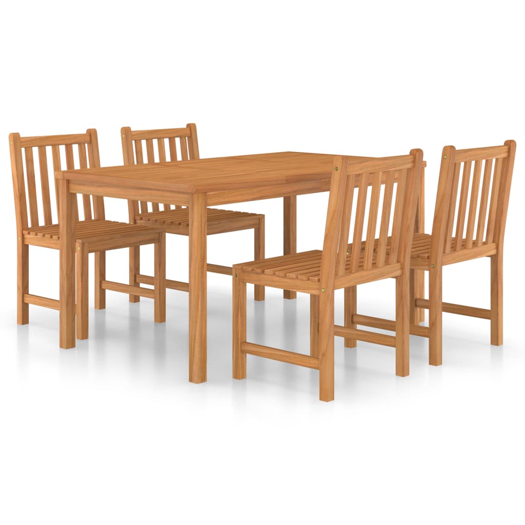 Set da Pranzo per Esterni 5 pz in Legno Massello di Teak - immagine 2