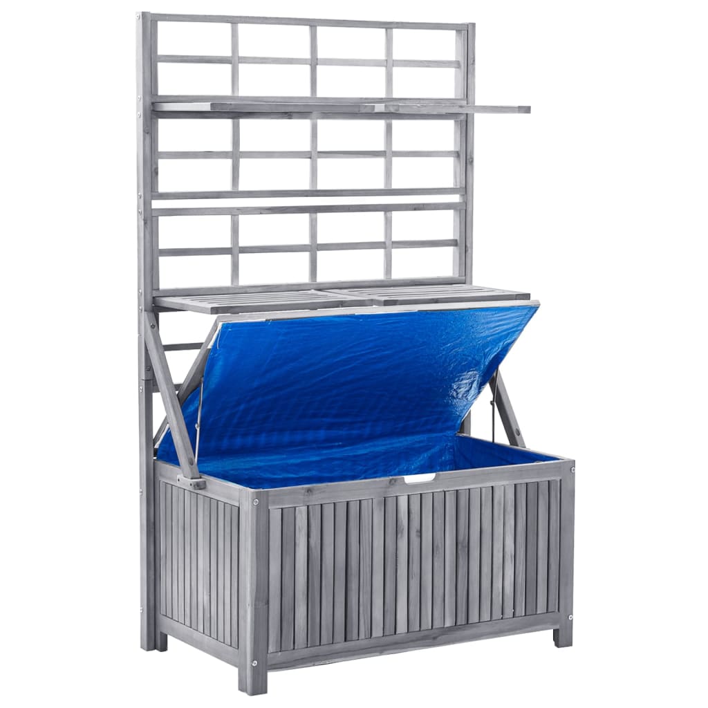 Contenitore con Traliccio Grigio 99x55x160 cm in Legno Acacia - immagine 6