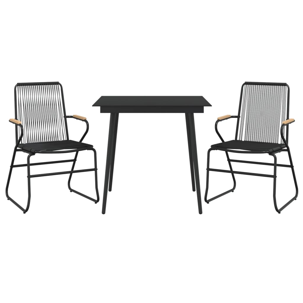 Set da Pranzo da Giardino 3 pz Nero in Rattan PVC - immagine 3