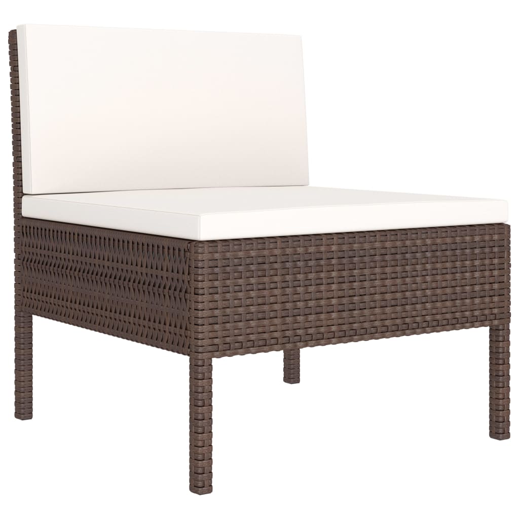 Set Divani da Giardino 6 pz con Cuscini in Polyrattan Marrone - immagine 3
