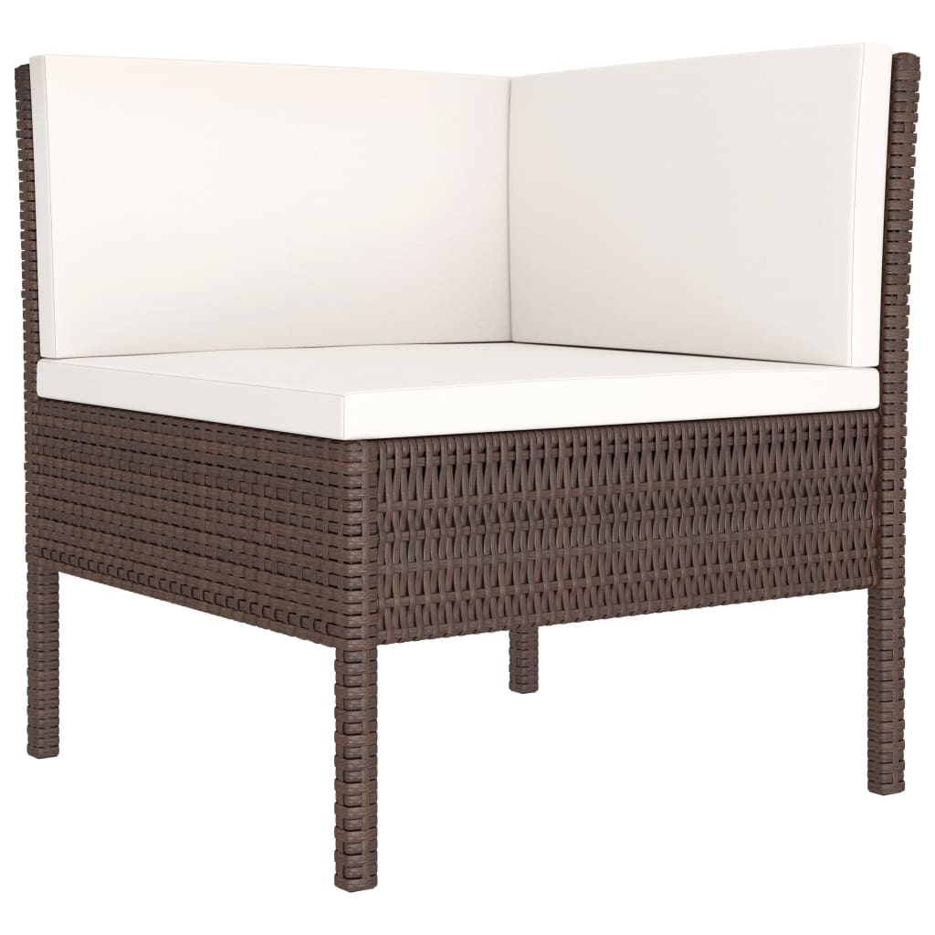 Set Divani da Giardino 6 pz con Cuscini in Polyrattan Marrone - immagine 5