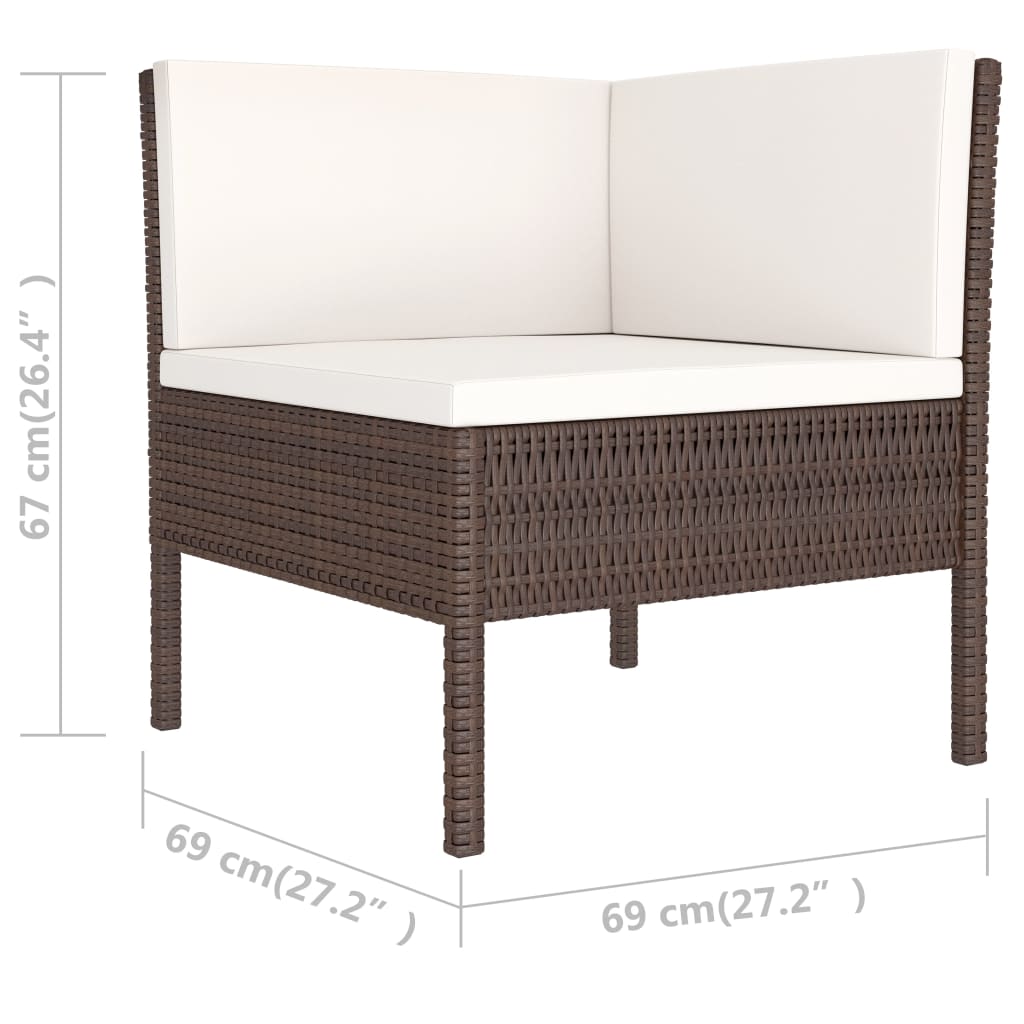Set Divani da Giardino 6 pz con Cuscini in Polyrattan Marrone - immagine 6