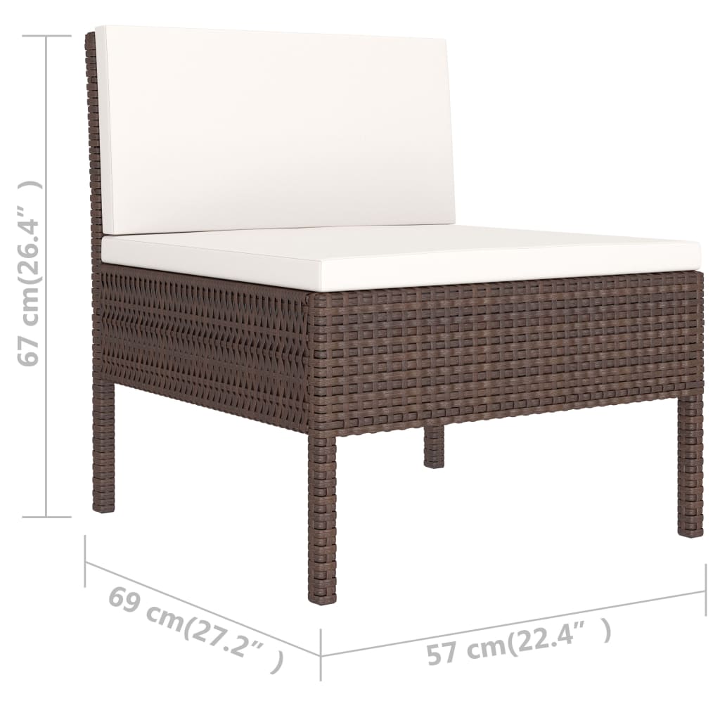 Set Divani da Giardino 6 pz con Cuscini in Polyrattan Marrone - immagine 7