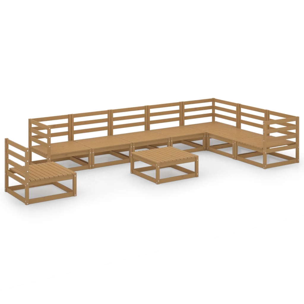 Set Divani da Giardino 9 pz Marrone Ambra Legno Massello Pino - immagine 2