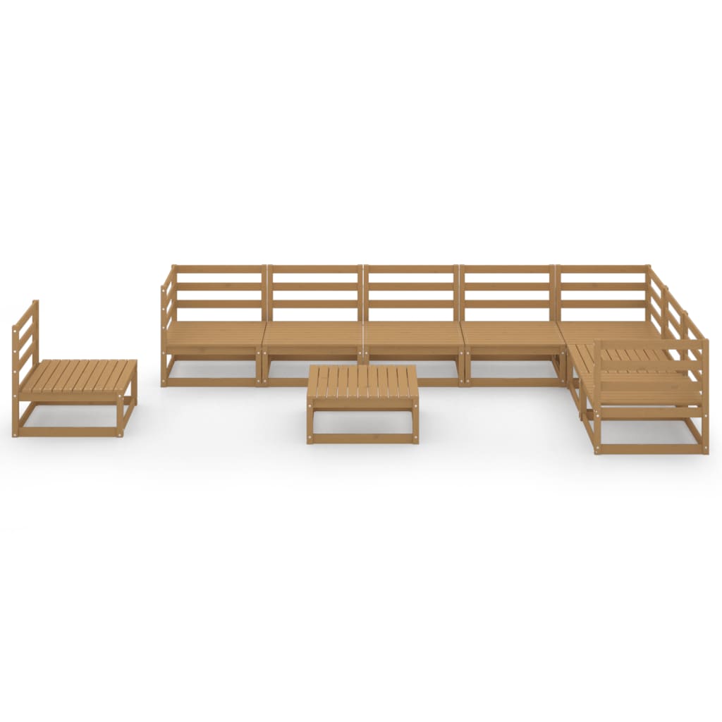 Set Divani da Giardino 9 pz Marrone Ambra Legno Massello Pino - immagine 3