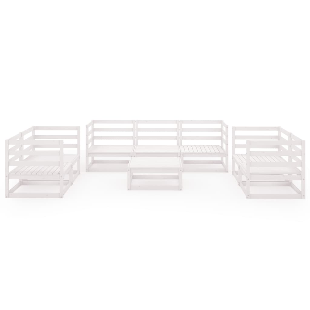 Set Divani da Giardino 8 pz Bianco in Legno Massello di Pino - immagine 3