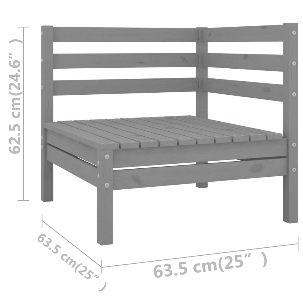 Set Salotto da Giardino 10 pz Grigio in Legno Massello di Pino - immagine 6
