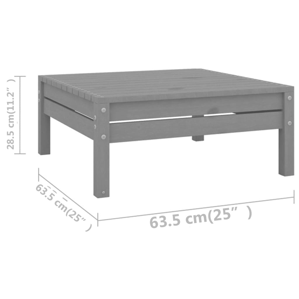 Set Salotto da Giardino 10 pz Grigio in Legno Massello di Pino - immagine 7
