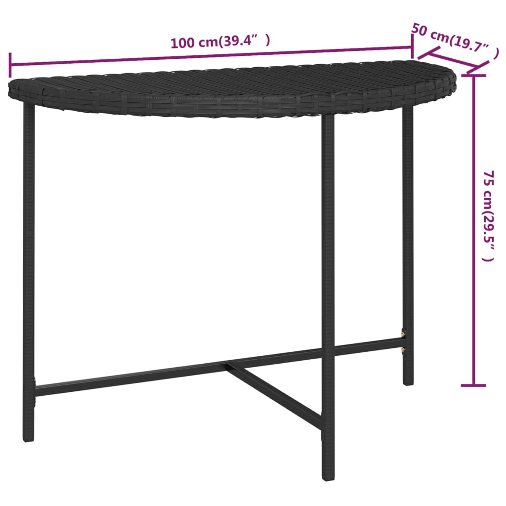Tavolo da Giardino Nero 100x50x75 cm in Polyrattan - immagine 7