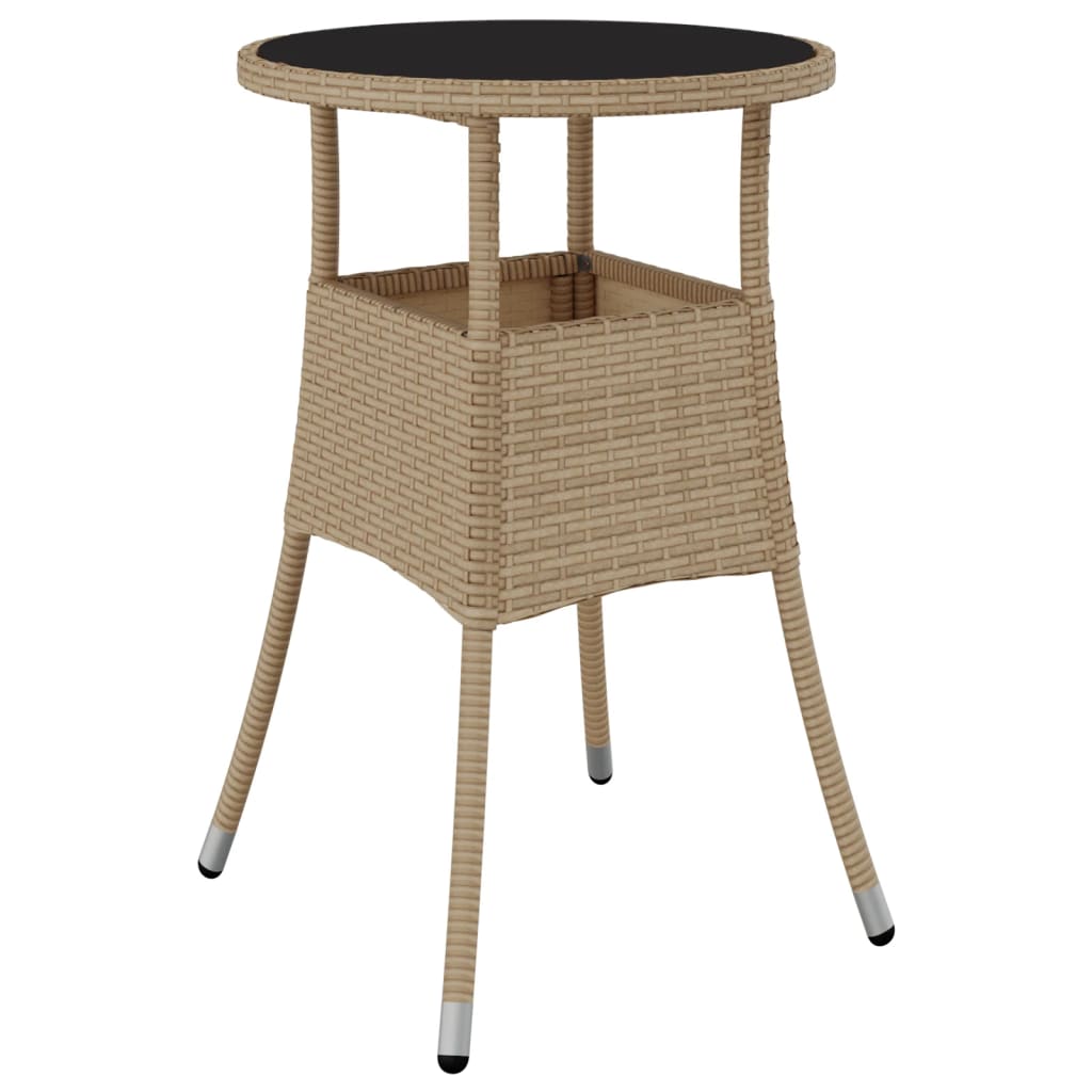 Tavolo da Giardino Ø60x75 cm Vetro Temperato e Polyrattan Beige - immagine 2