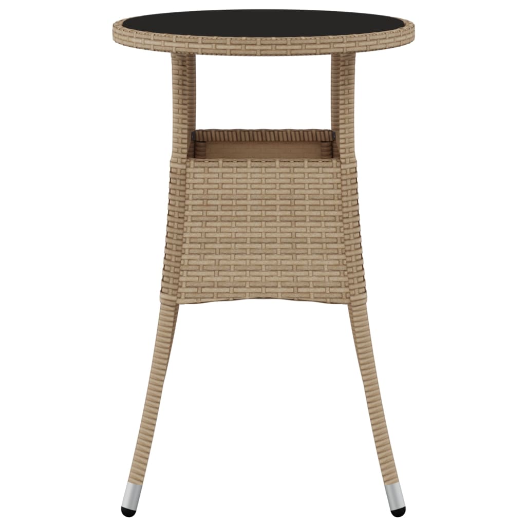 Tavolo da Giardino Ø60x75 cm Vetro Temperato e Polyrattan Beige - immagine 3