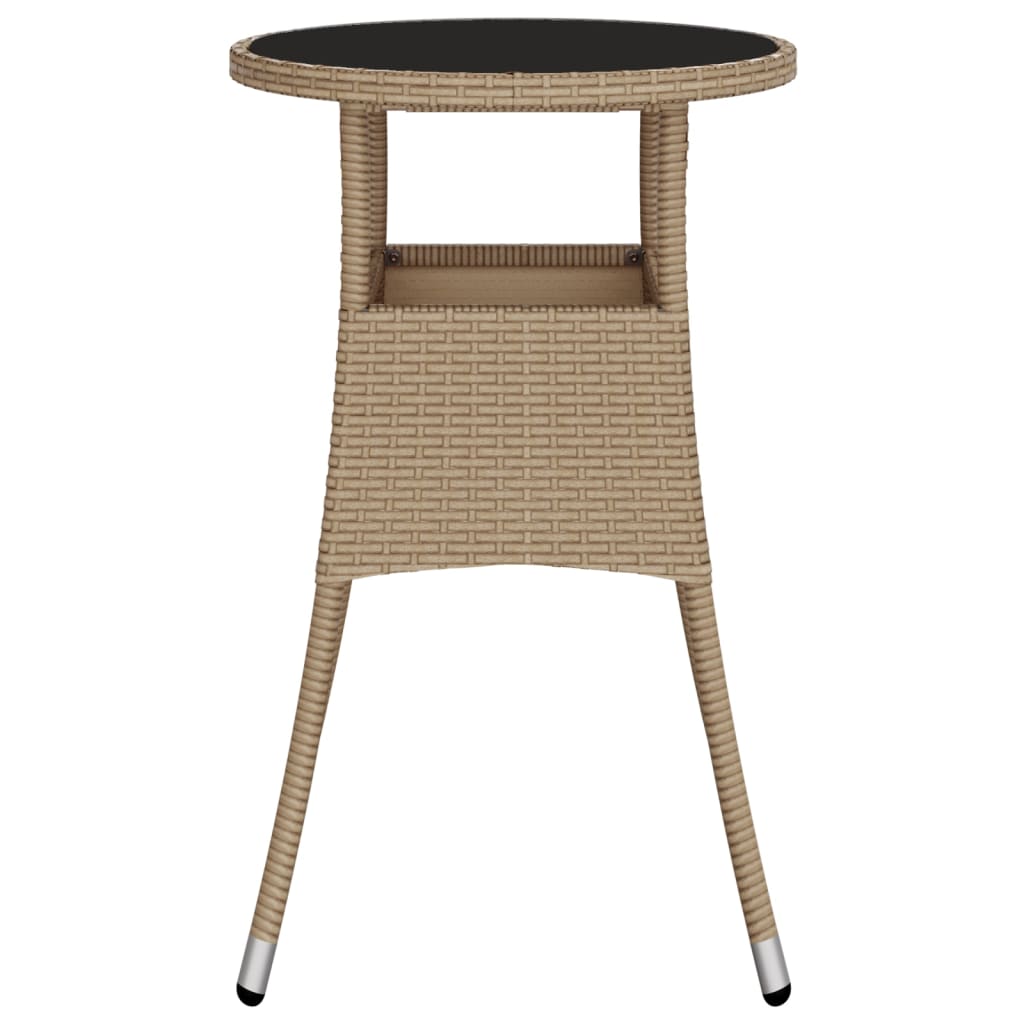Tavolo da Giardino Ø60x75 cm Vetro Temperato e Polyrattan Beige - immagine 4