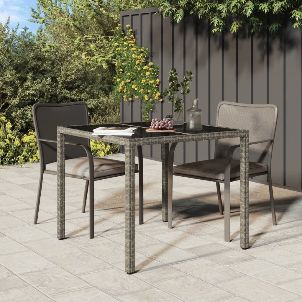 Tavolo Giardino 150x90x75 cm Vetro Temperato e Polyrattan Nero