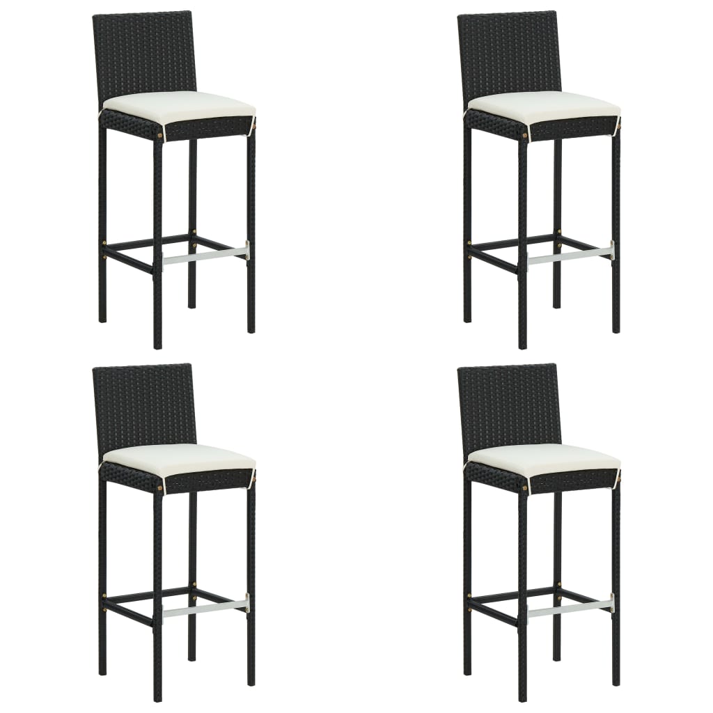Set da Bar da Giardino 5 pz con Cuscini in Polyrattan Nero - immagine 5