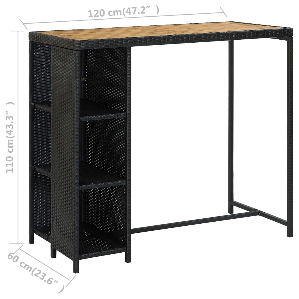Set da Bar da Giardino 5 pz con Cuscini in Polyrattan Nero - immagine 8