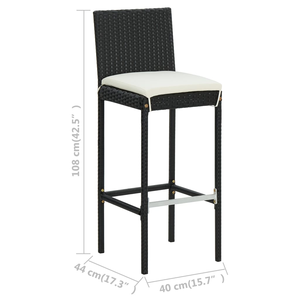 Set da Bar da Giardino 5 pz con Cuscini in Polyrattan Nero - immagine 9