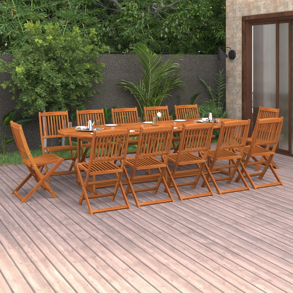 Set da Pranzo da Giardino 11 pz 280x90x75 cm Massello di Acacia