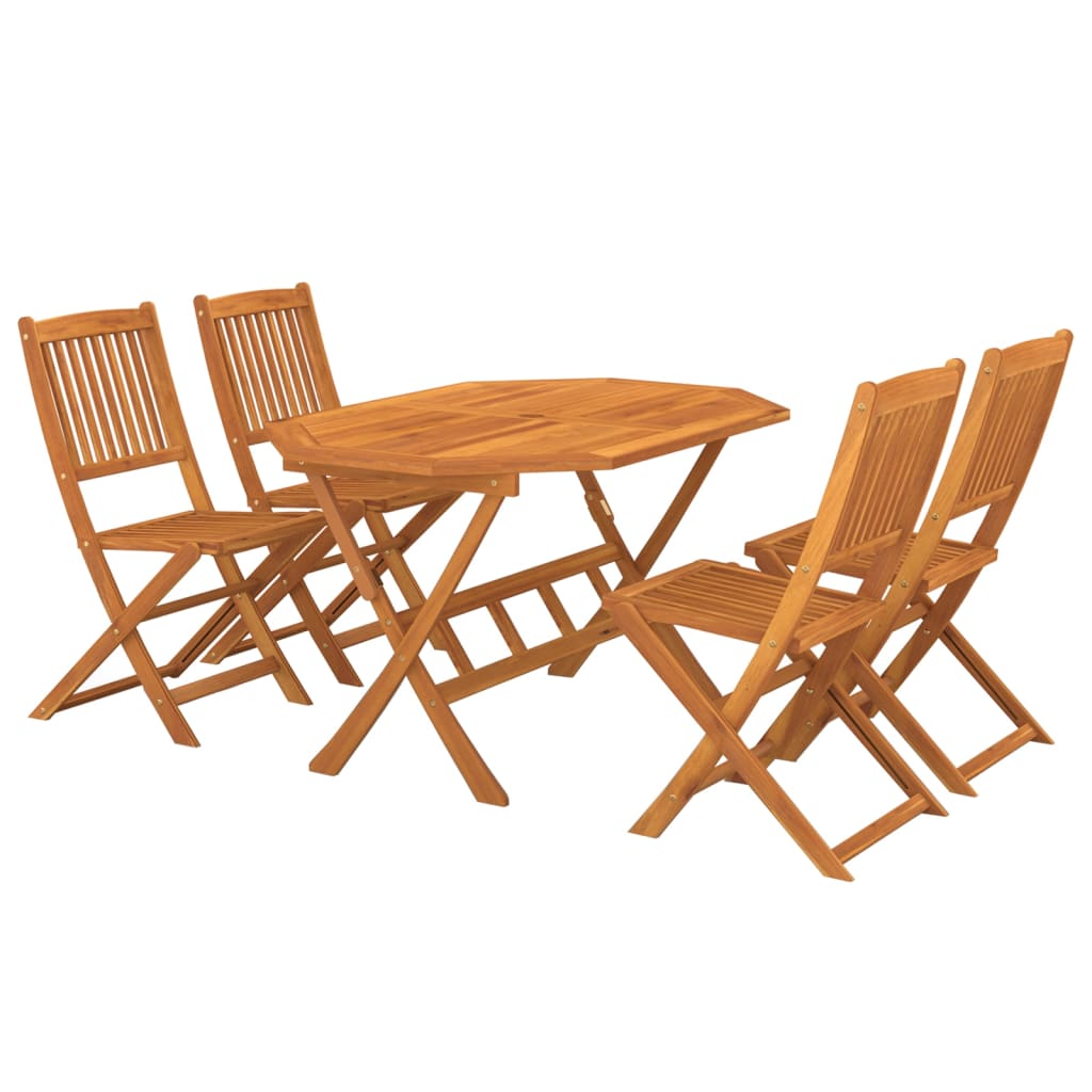 Set da Pranzo da Giardino 5 pz in Legno Massello di Acacia - immagine 2