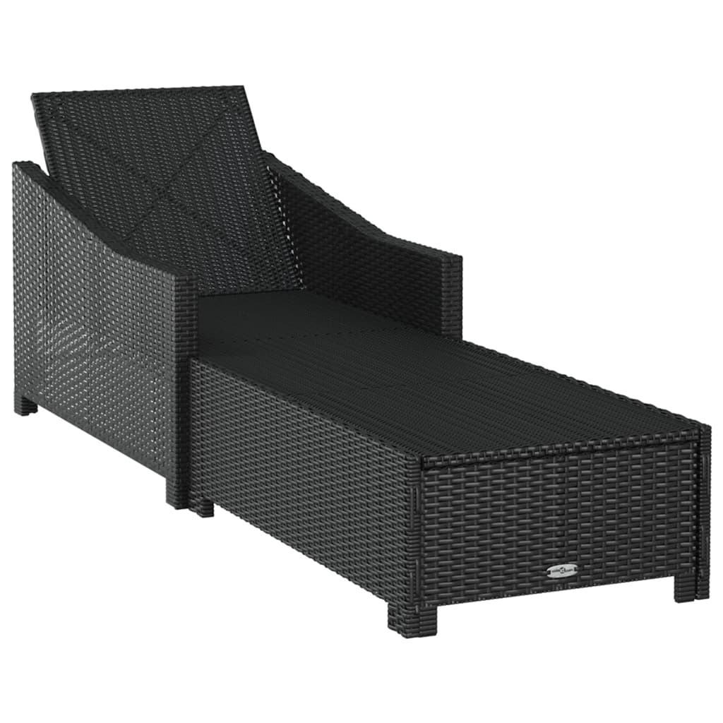 Lettino Prendisole con Cuscino Bianco Crema in Polyrattan Nero - immagine 5