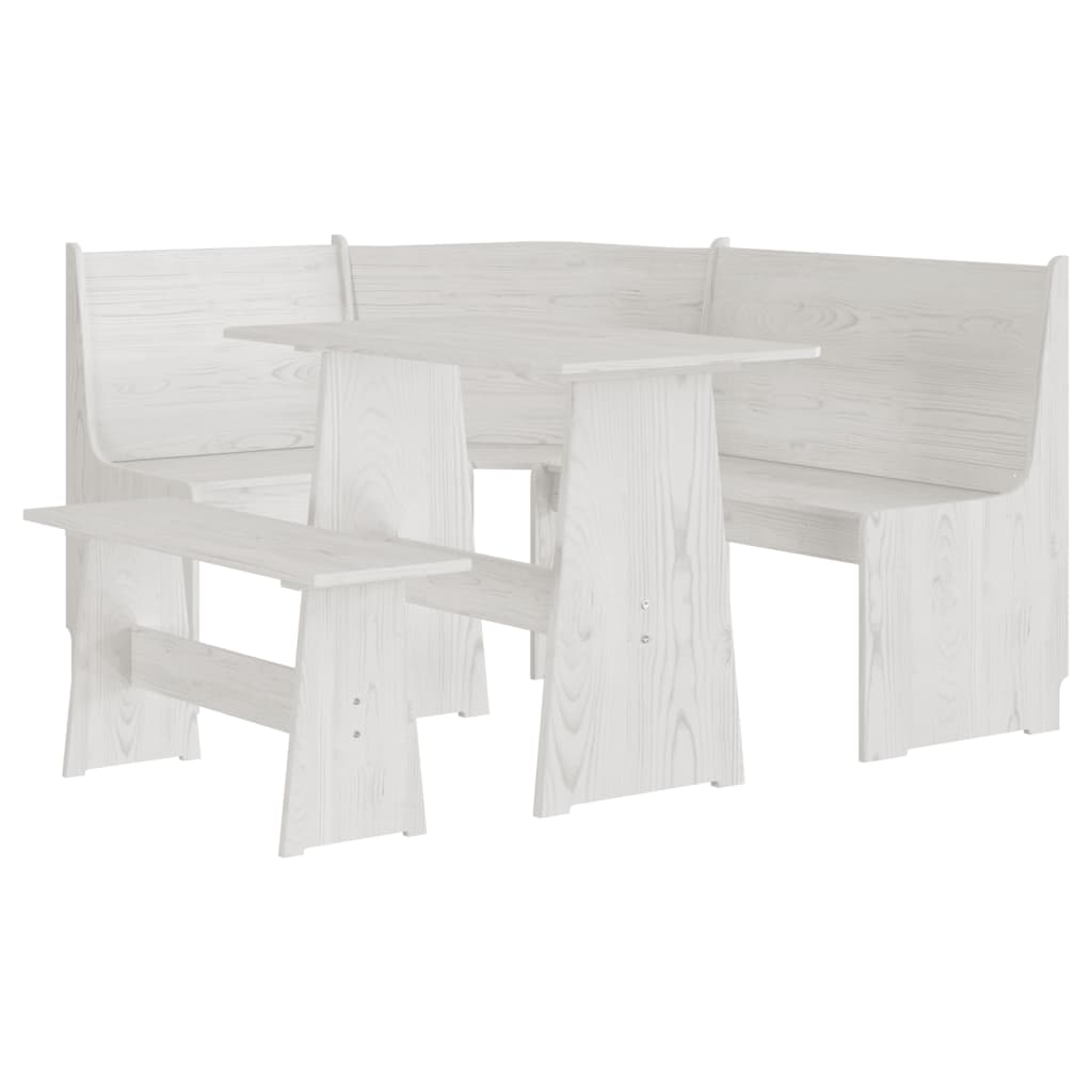Set da Pranzo 3 pz REINE Bianco in Legno Massello di Pino - immagine 2