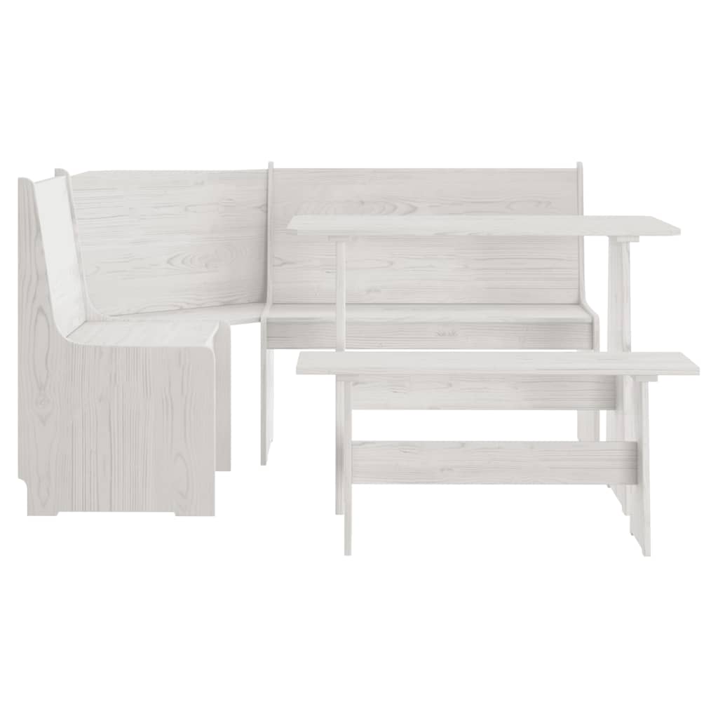 Set da Pranzo 3 pz REINE Bianco in Legno Massello di Pino - immagine 3