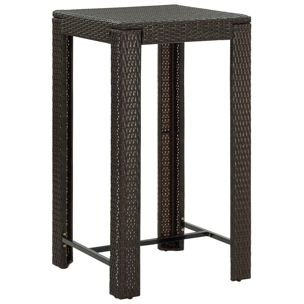 Set Bar da Giardino 3 pz con Cuscini Polyrattan Marrone - immagine 3