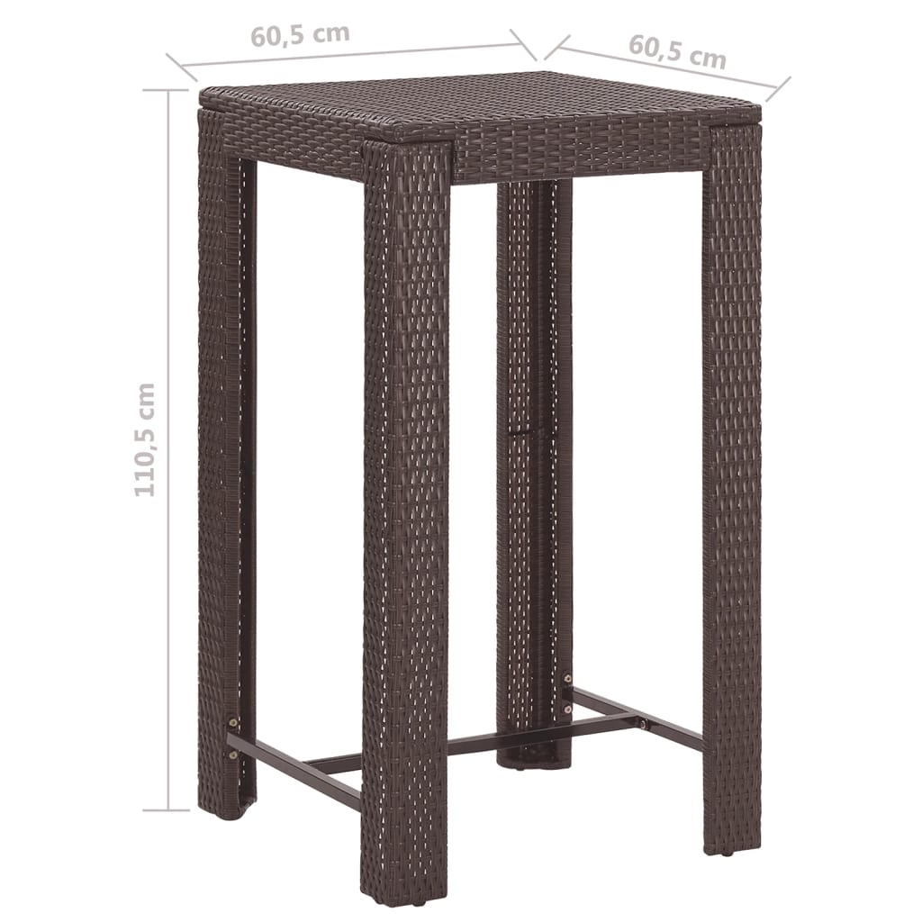Set Bar da Giardino 3 pz con Cuscini Polyrattan Marrone - immagine 8