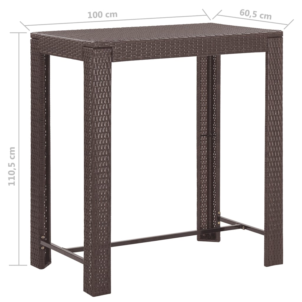 Set da Bar da Giardino 5 pz con Cuscini in Polyrattan Marrone - immagine 9