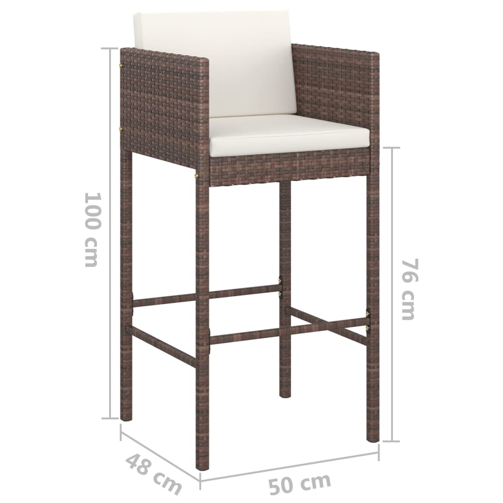 Set Bar da Giardino 3 pz con Cuscini Polyrattan Marrone - immagine 9