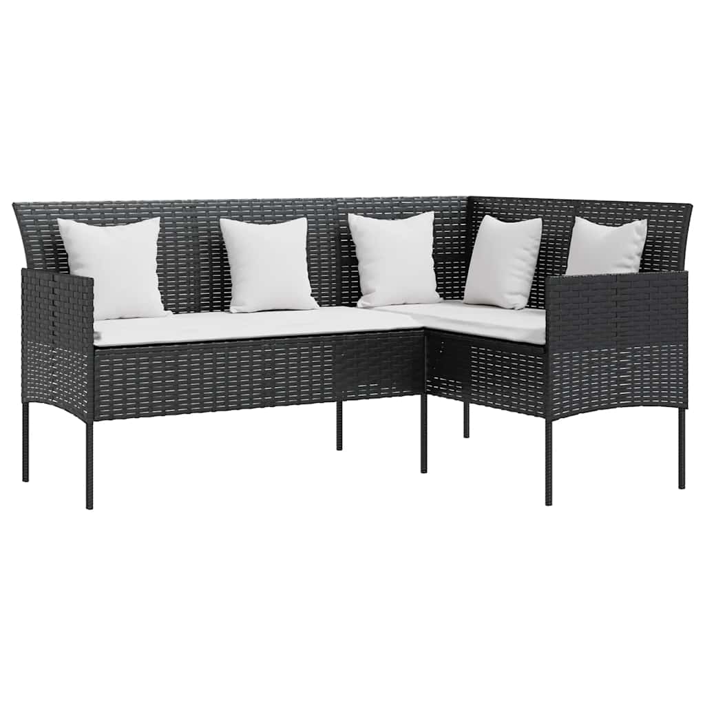 Set Divano a L con Cuscini 5 pz Nero in Polyrattan - immagine 3