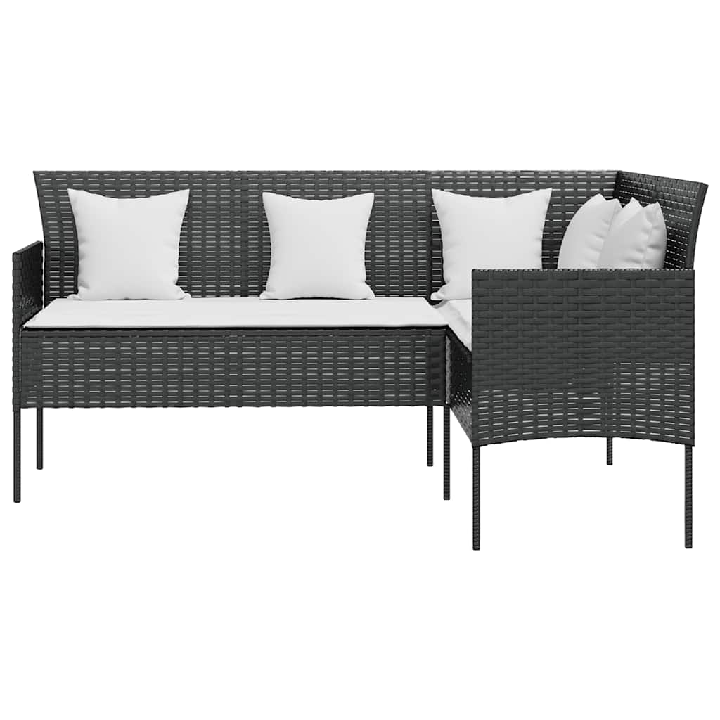 Set Divano a L con Cuscini 5 pz Nero in Polyrattan - immagine 4
