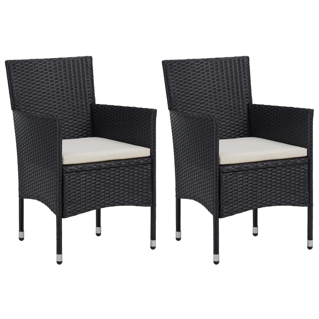 Set Pranzo da Giardino 3pz in Polyrattan e Vetro Temperato Nero - immagine 3