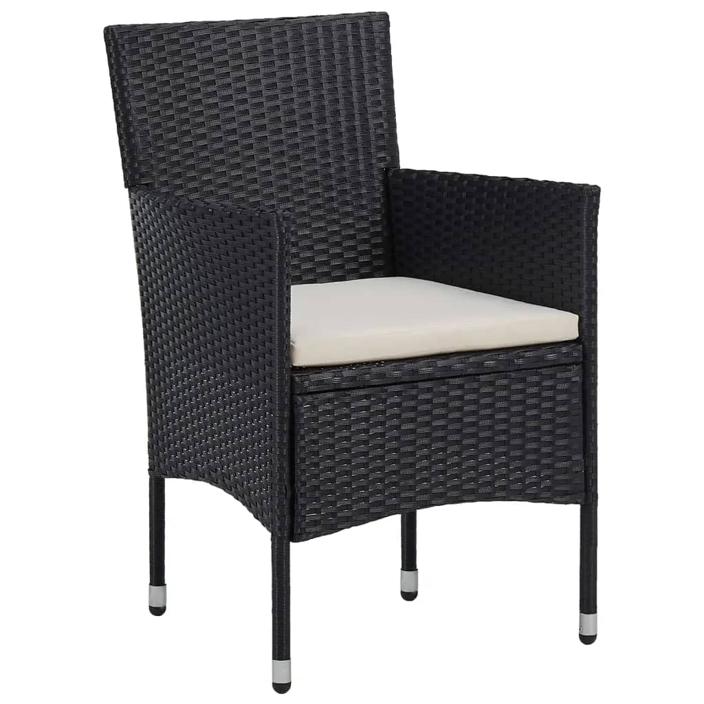 Set Pranzo da Giardino 3pz in Polyrattan e Vetro Temperato Nero - immagine 4
