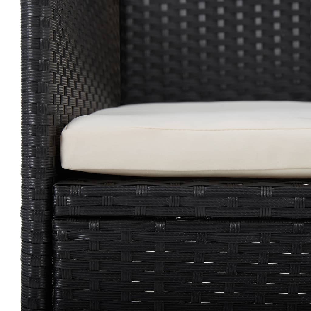 Set Pranzo da Giardino 3pz in Polyrattan e Vetro Temperato Nero - immagine 6