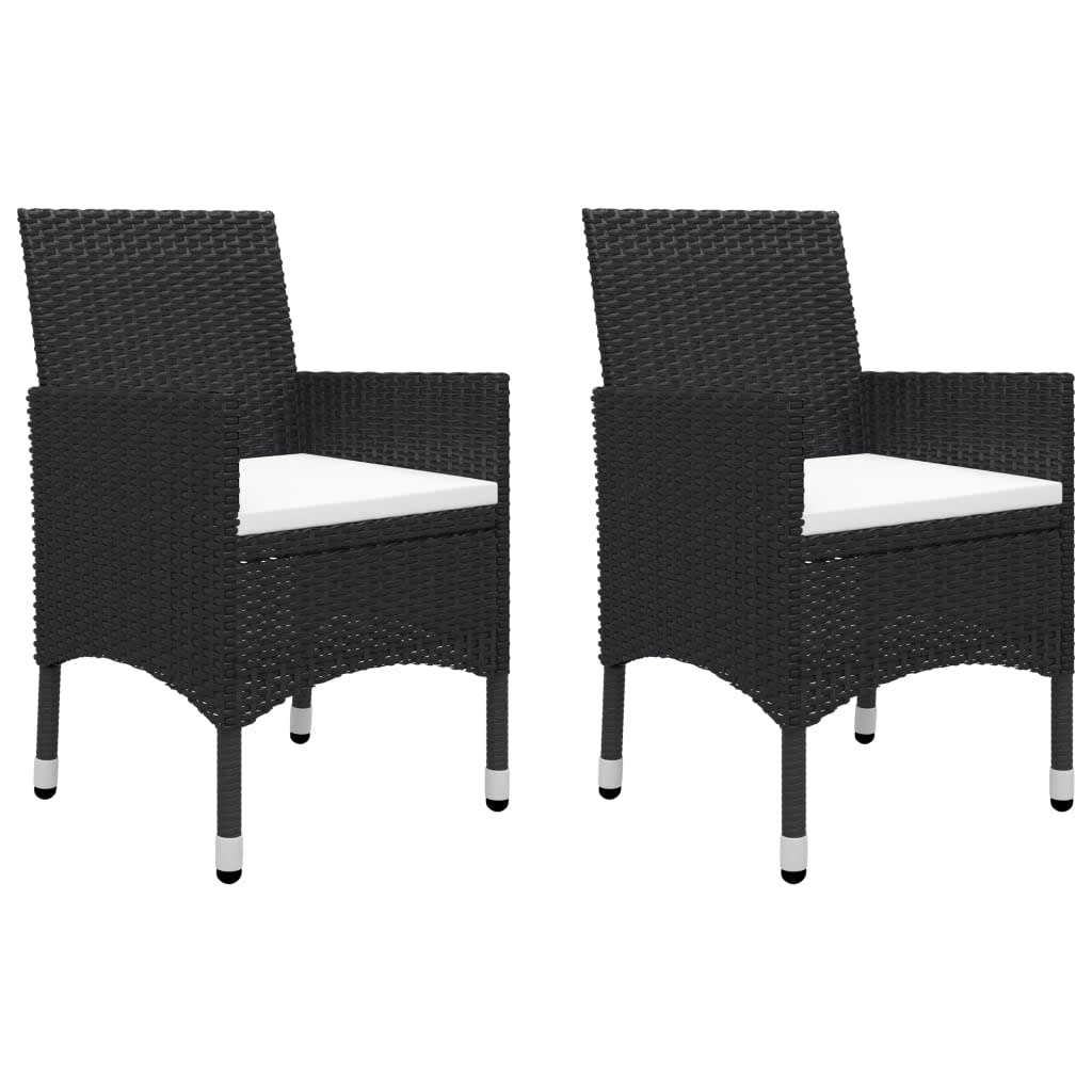 Set Bistrot da Giardino 3 pz Polyrattan e Legno Massello Nero - immagine 3