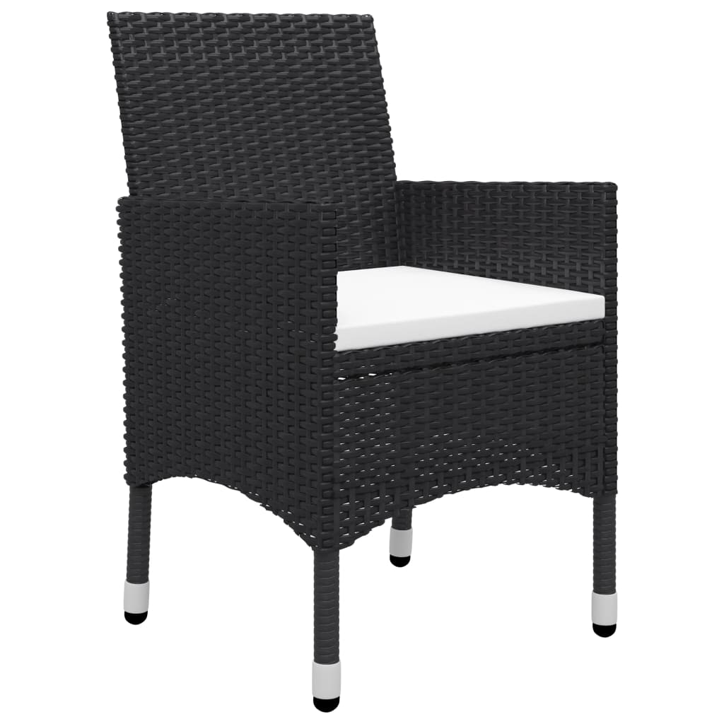 Set Bistrot da Giardino 3 pz Polyrattan e Legno Massello Nero - immagine 4