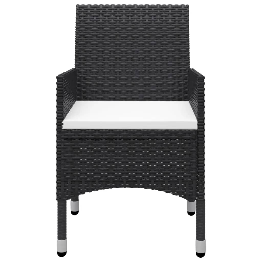 Set Bistrot da Giardino 3 pz Polyrattan e Legno Massello Nero - immagine 5