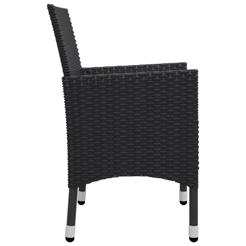 Set Bistrot da Giardino 3 pz Polyrattan e Legno Massello Nero - immagine 6