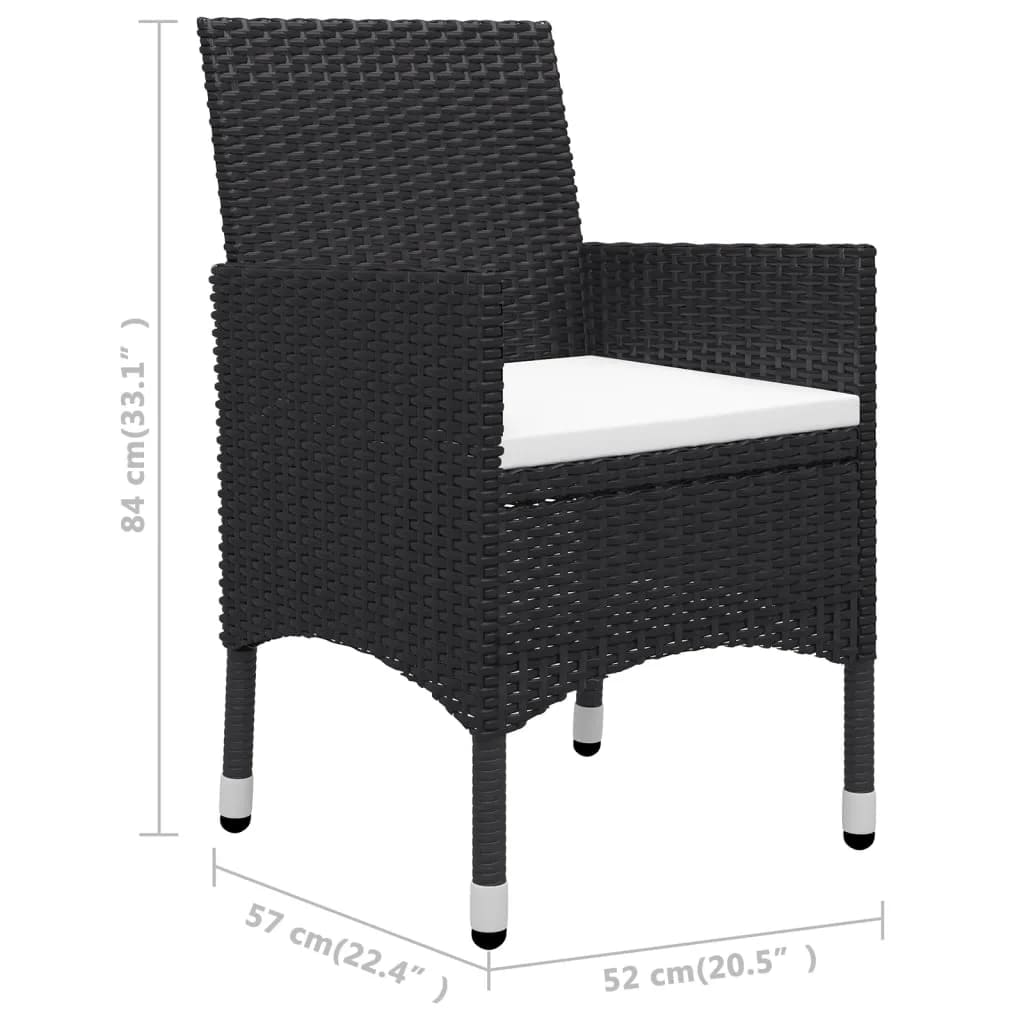Set Bistrot da Giardino 3 pz Polyrattan e Legno Massello Nero - immagine 9